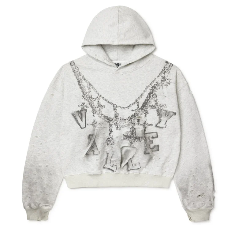 Distressed Chain Hoodie Heather Grey