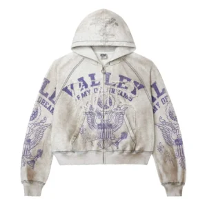 Vale Forever Army Zip Up Grey Hoodie